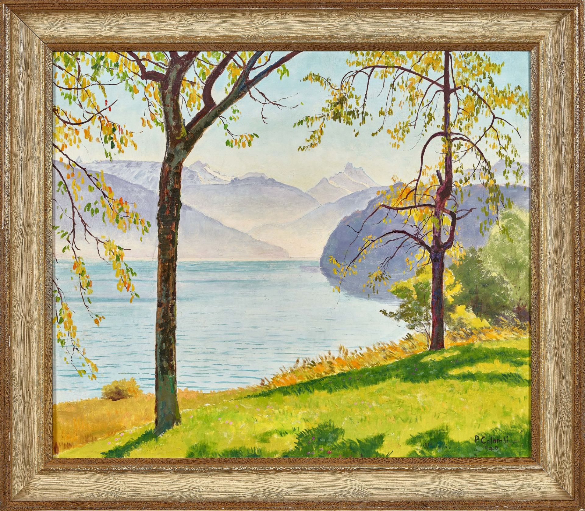 COLOMBI, PLINIO: Herbstlicher Thunersee mit Stockhorn. - Bild 2 aus 2