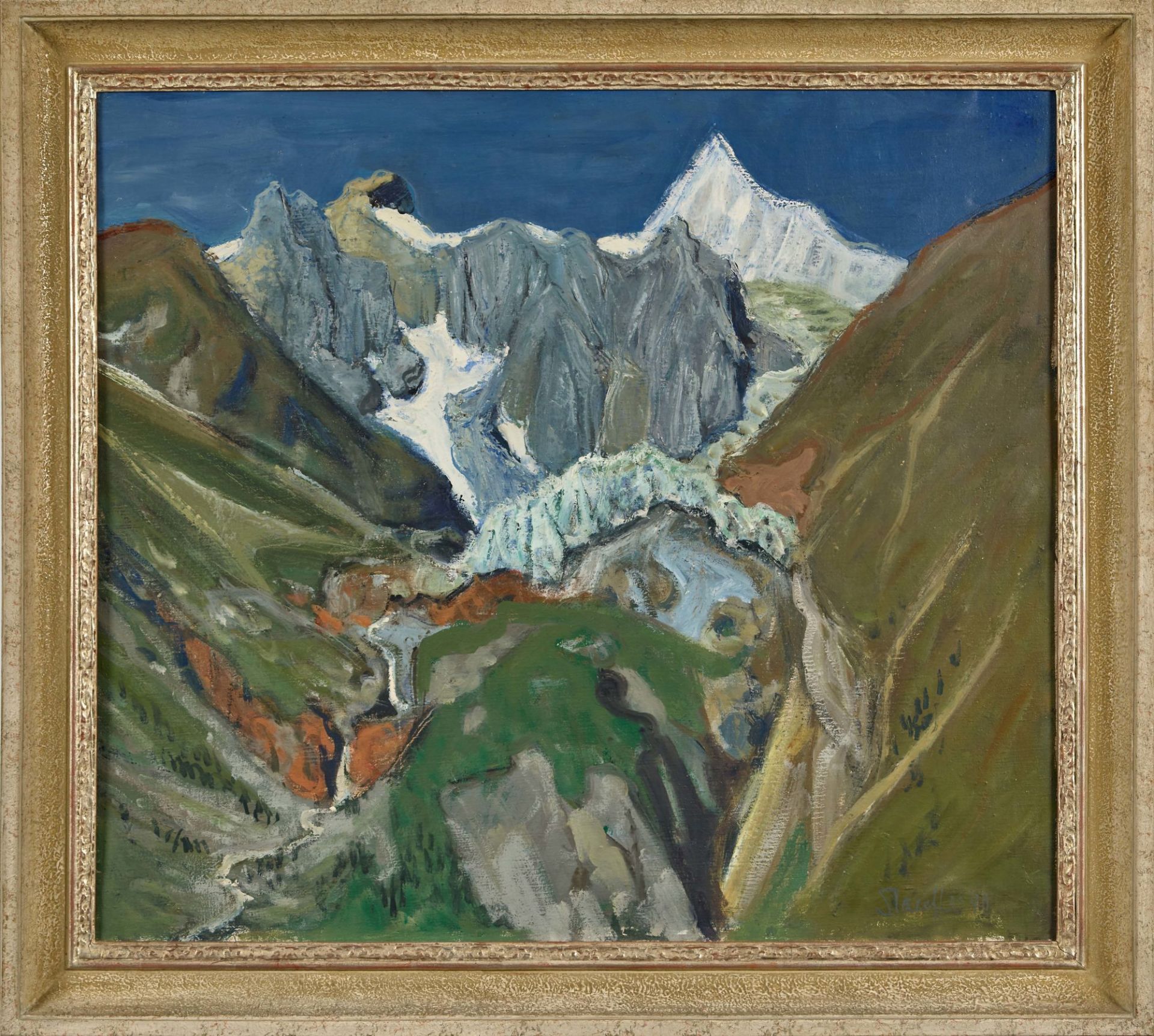 STAUFFER, FRED: Blick auf den Fieschergletscher und das Finsteraarhorn. - Image 2 of 2