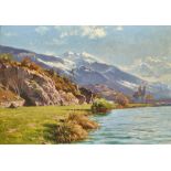 GEISSER, JOHANN JOSEPH: Landschaft mit Bergen im Vorfrühling.