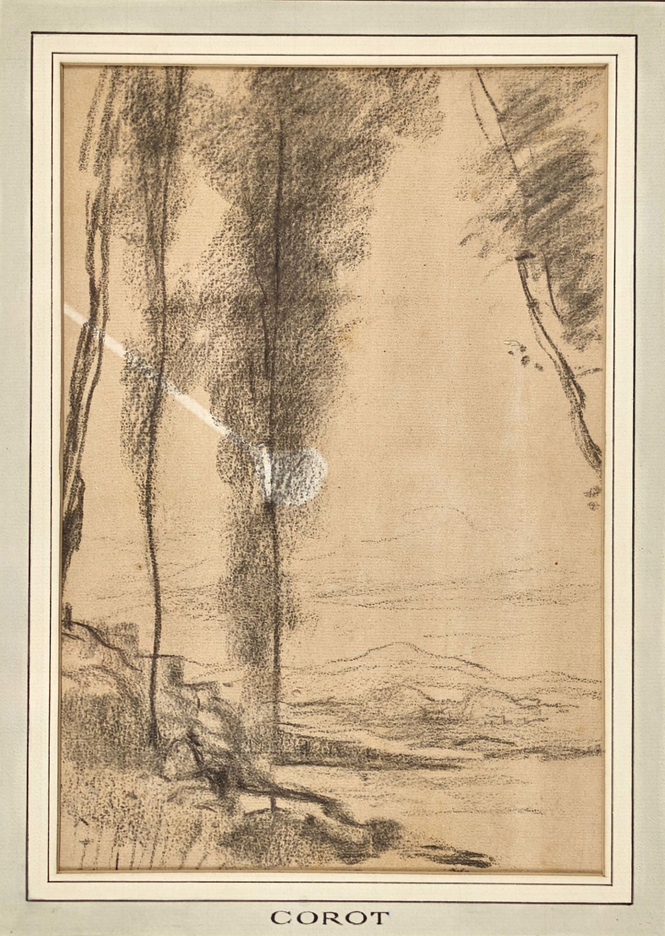 COROT, JEAN-BAPTISTE CAMILLE: Paysage aux peupliers.