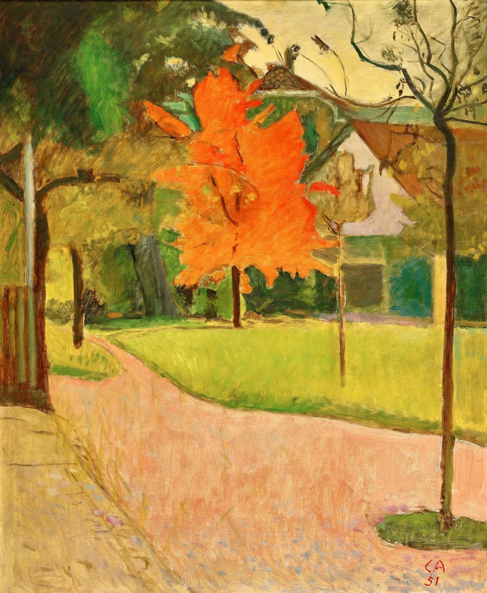 AMIET, CUNO: Herbstlich gefärbter Baum auf der Oschwand.