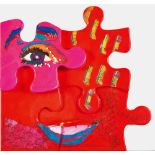 PFUND, ROGER: Rotes Puzzlerelief.