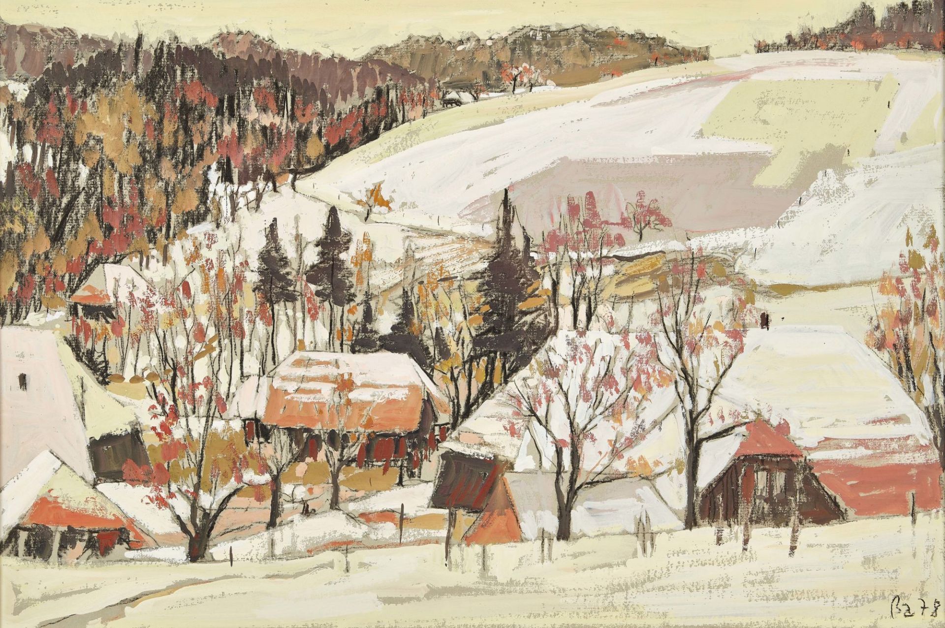 BAUMANN, ERNST: Winterlandschaft.