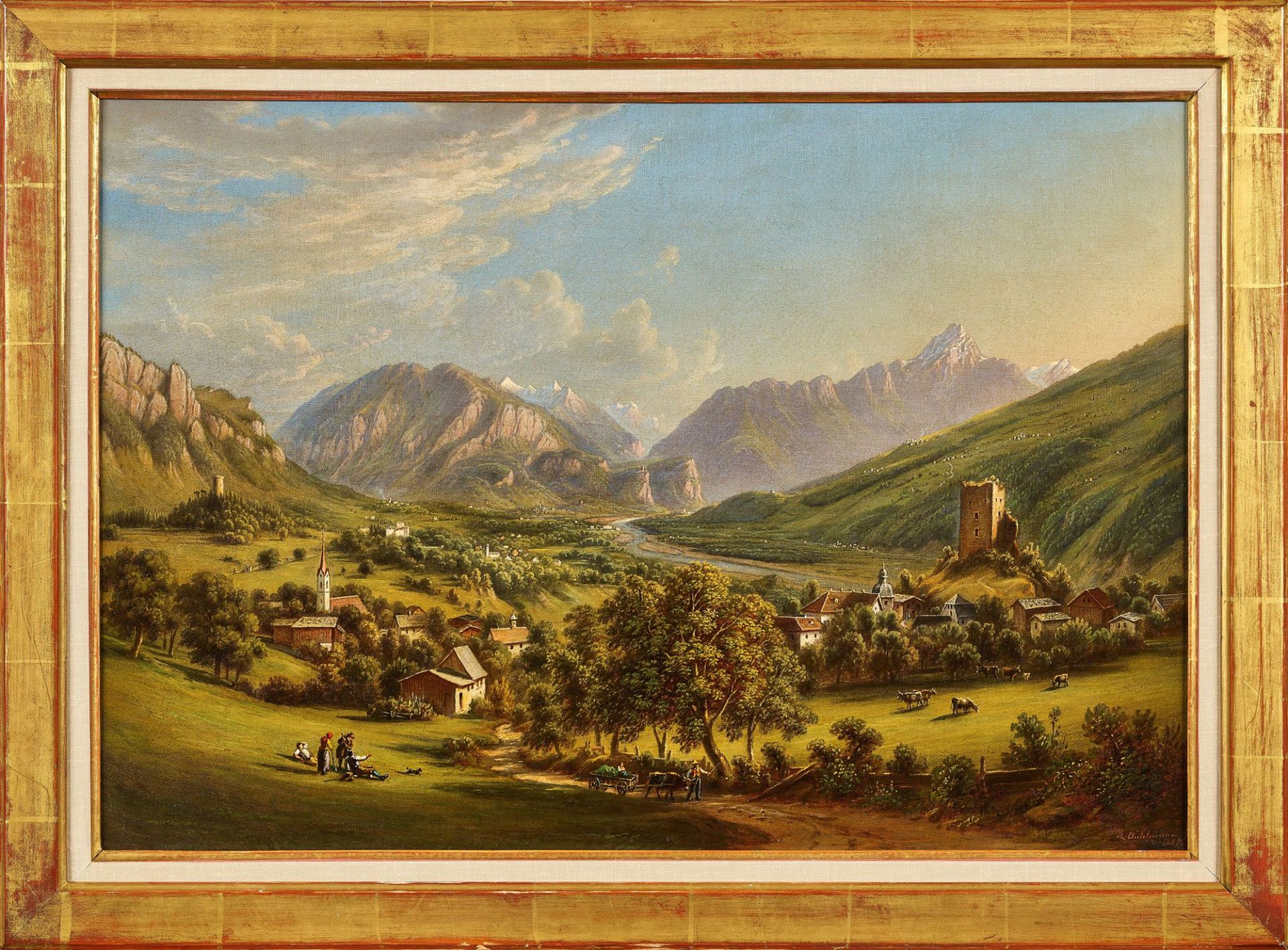 BÜHLMANN, JOHANN RUDOLF: Blick übers Domleschg mit Piz Beverin. - Image 2 of 2