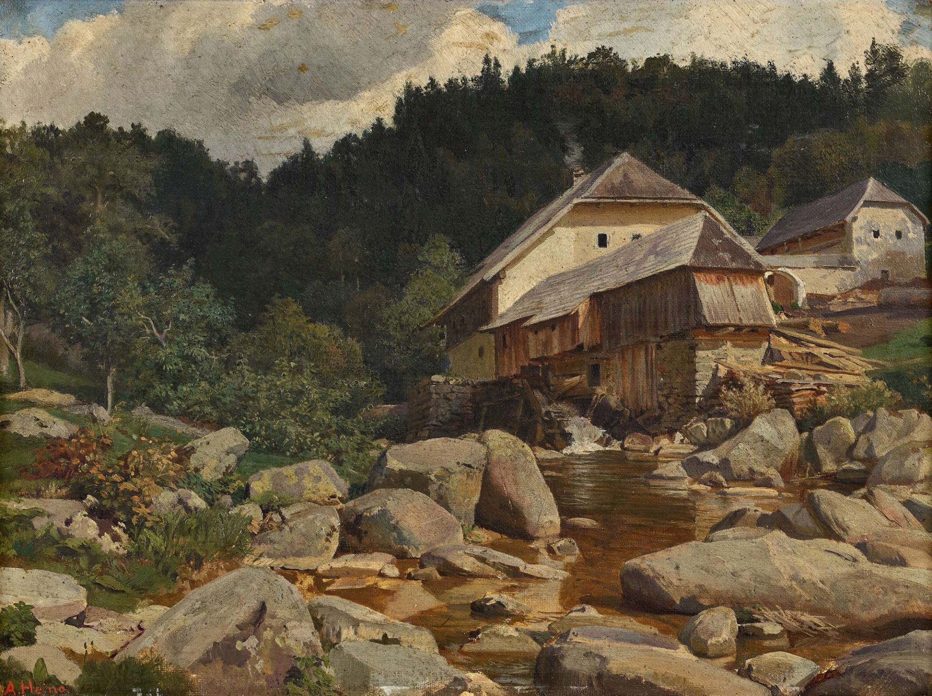 HEINO, AUGUST EMIL THEODOR GOTTHARD: Mühle am Bach.