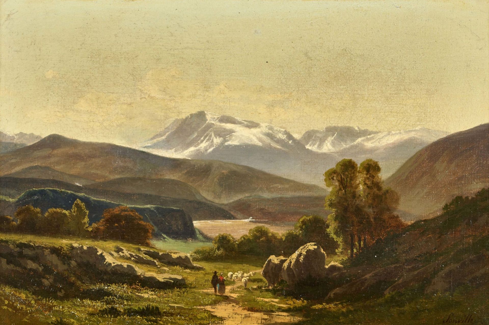 FONVILLE, VICTOR NICOLAS: Weite Landschaft mit Bergen.