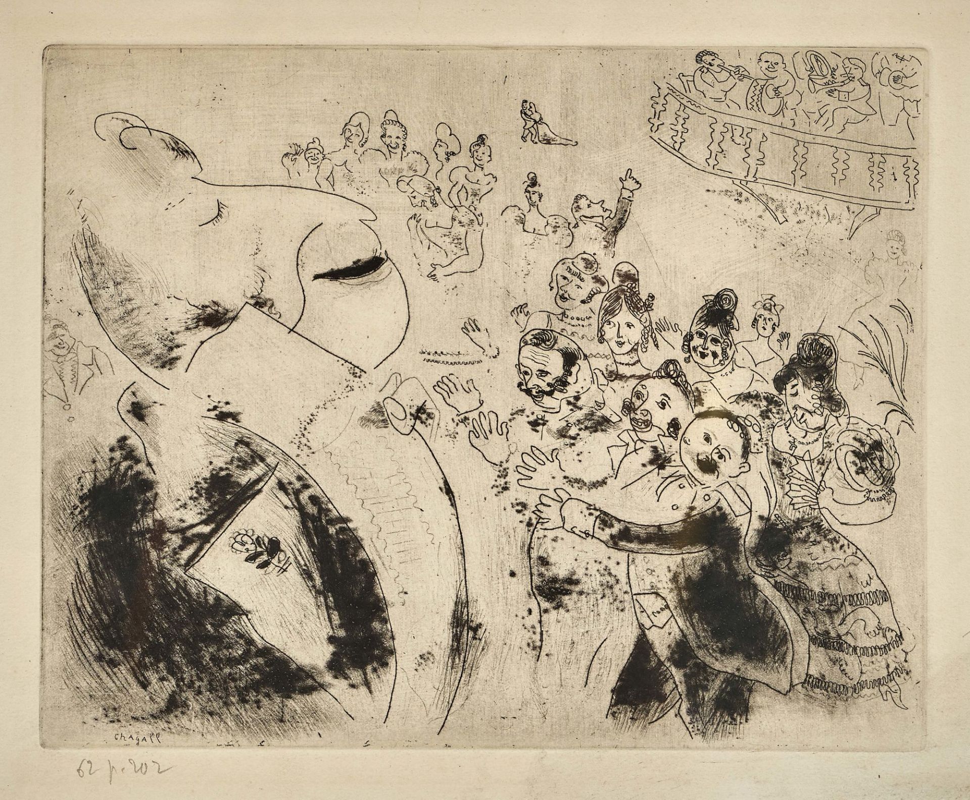 CHAGALL, MARC: "Apparition de Tchitchikov au bal" (Les Âmes mortes).