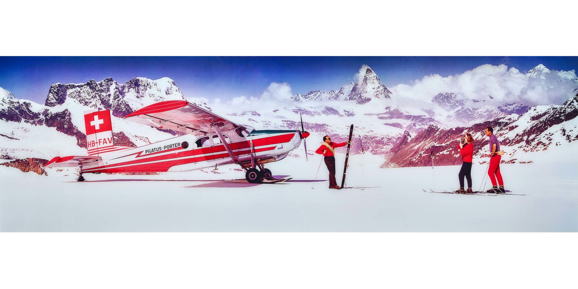 KODAK COLORAMA DISPLAY COLLECTION - NEIL MONTANUS: "Alp skiers with airplane 1964".