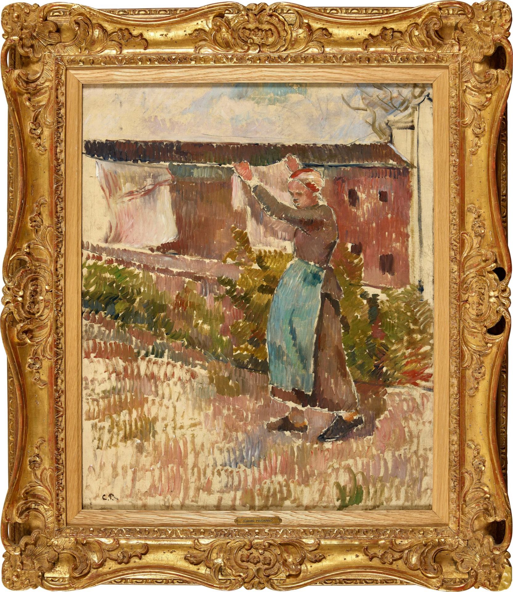 PISSARRO, CAMILLE: "Femme étendant du linge, Éragny, étude". - Bild 2 aus 4