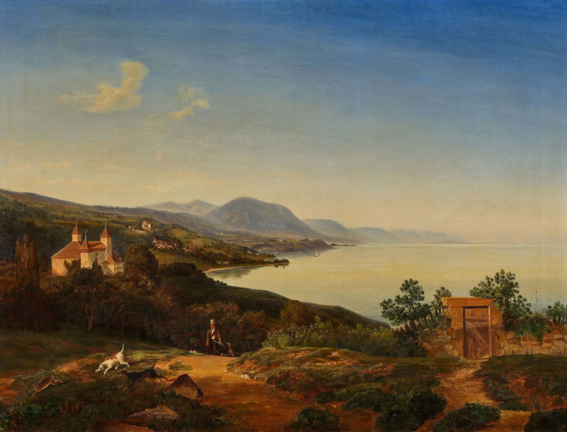 SCHWEIZ, 19. JH.: Le château de Vaumarcus au bord du lac de Neuchâtel.