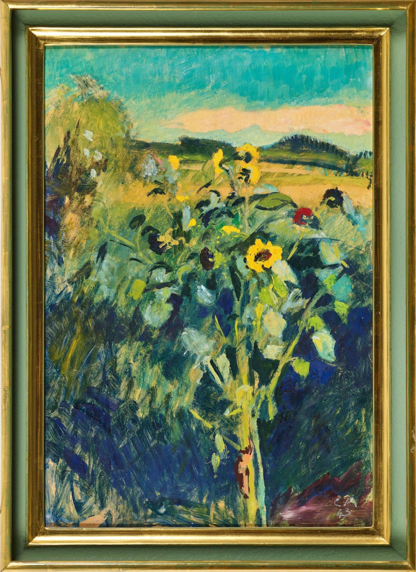 AMIET, CUNO: "Sonnenblumen in Landschaft". - Image 2 of 2