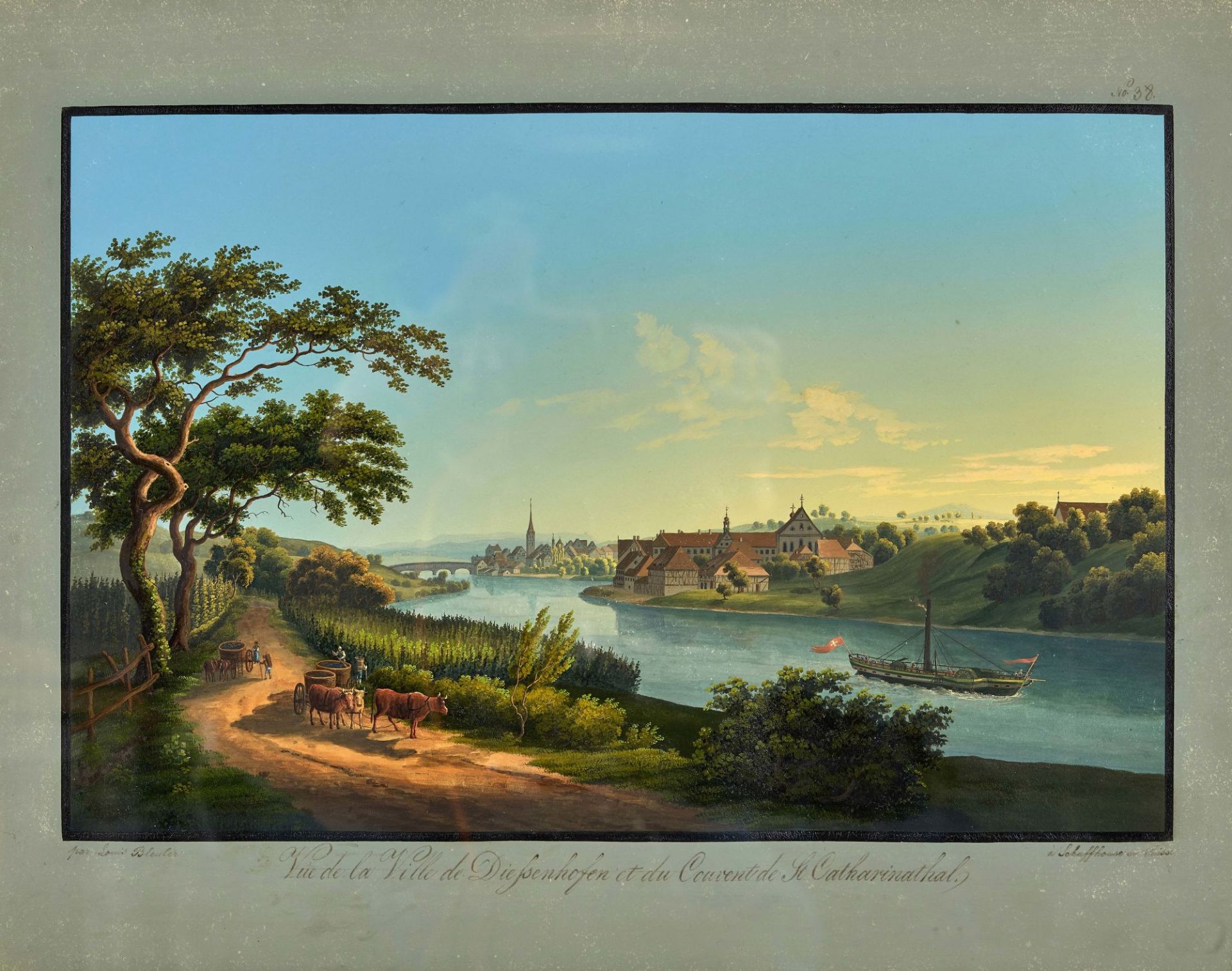 BLEULER, JOHANN LUDWIG: "Vue de la Ville de Diessenhofen et du Couvent de St. Catharinathal".