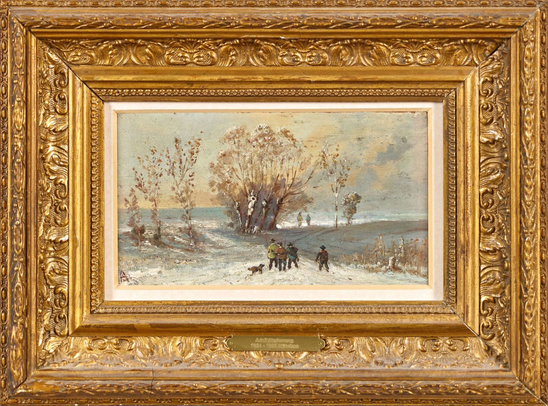 STADEMANN, ADOLF: Jäger in Winterlandschaft. - Image 2 of 2