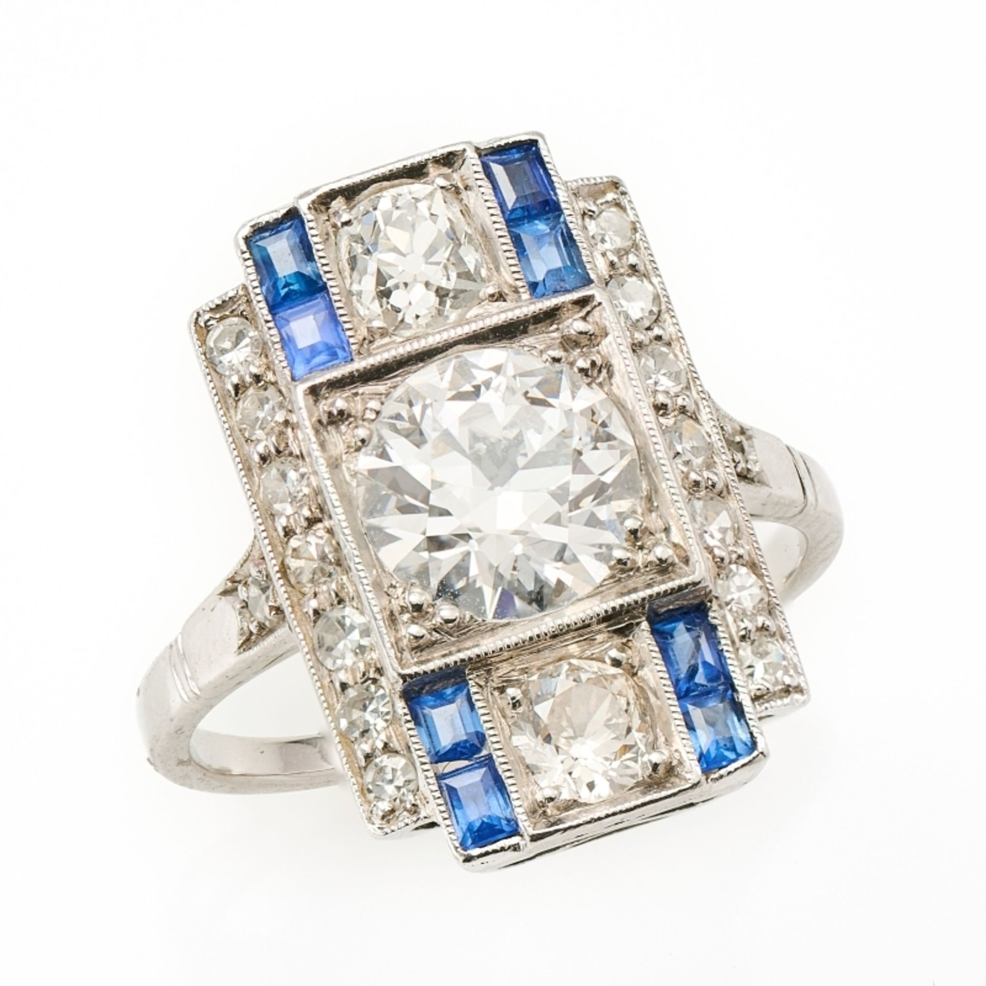Diamant-Saphir-Ring, Art Déco um 1920-1925
