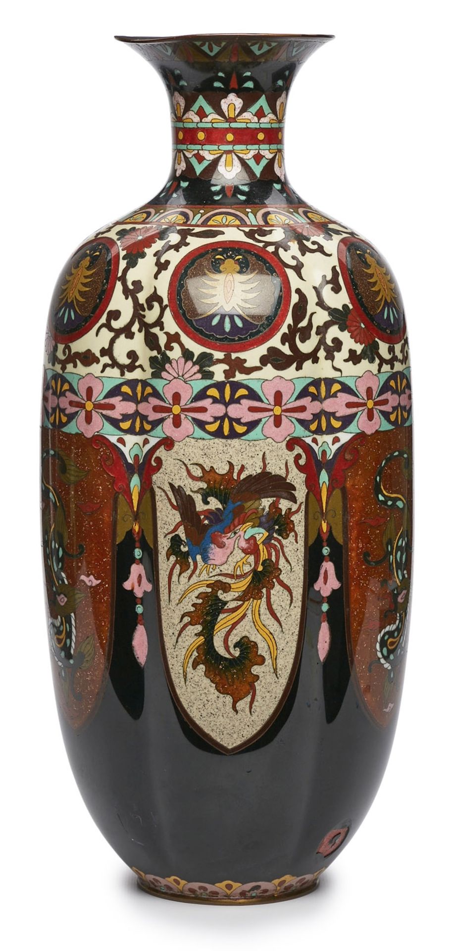 Gr. Cloisonné-Vase, Meji, Japan wohl um 1900. - Bild 2 aus 3
