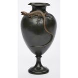 Bronze Giovanni Nisini: Vase mit Eidechse, Rom Ende 19. Jh.