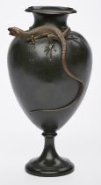 Bronze Giovanni Nisini: Vase mit Eidechse, Rom Ende 19. Jh.