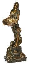 Gr. Bronze Emmanuel Villanis: "Coquelicot", Jugendstil, um 1900.