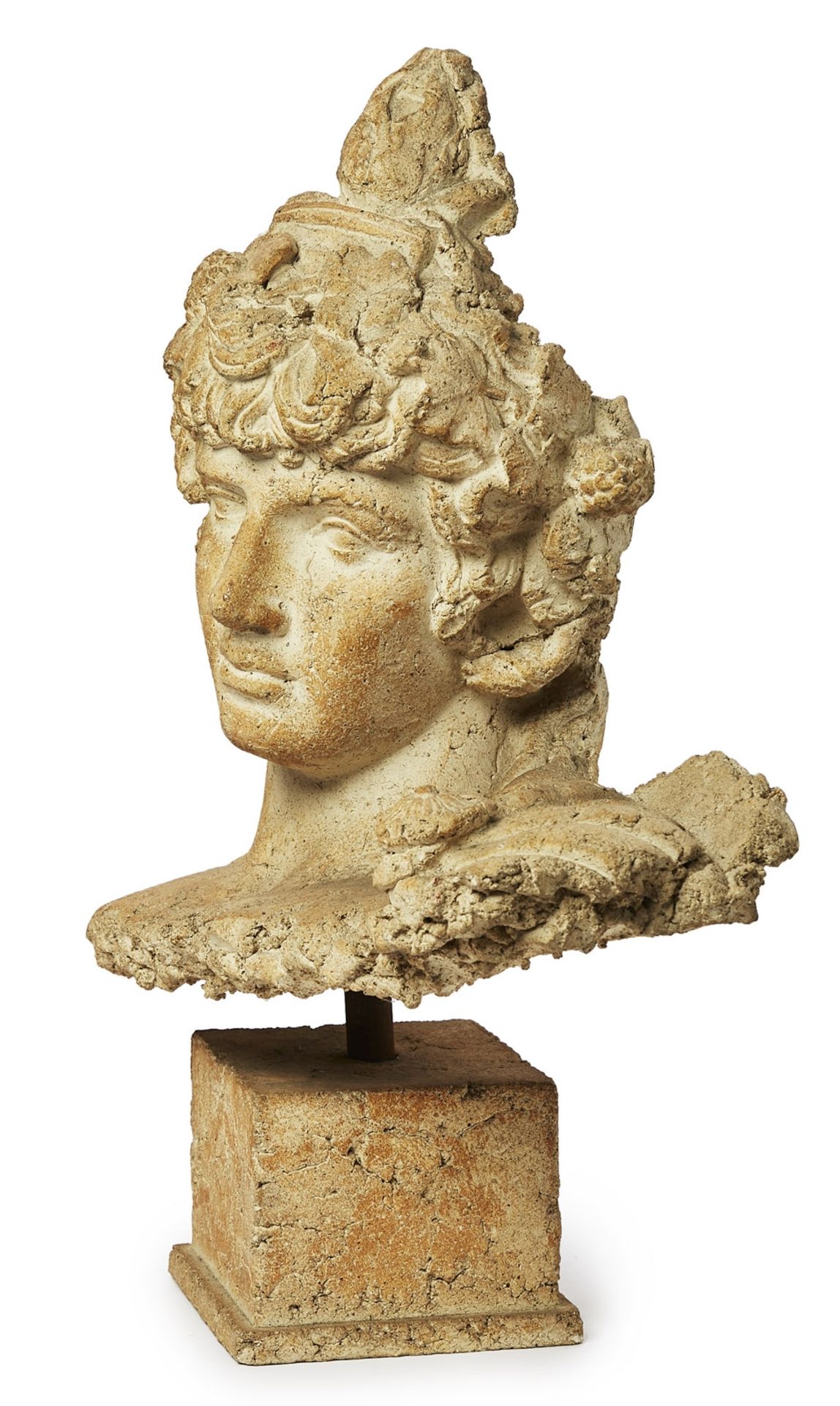 Keramik-Büste im antiken Stil "Antinoos in Gestalt des jungen Bacchus", Frankreich wohl um 1970. - Image 2 of 3