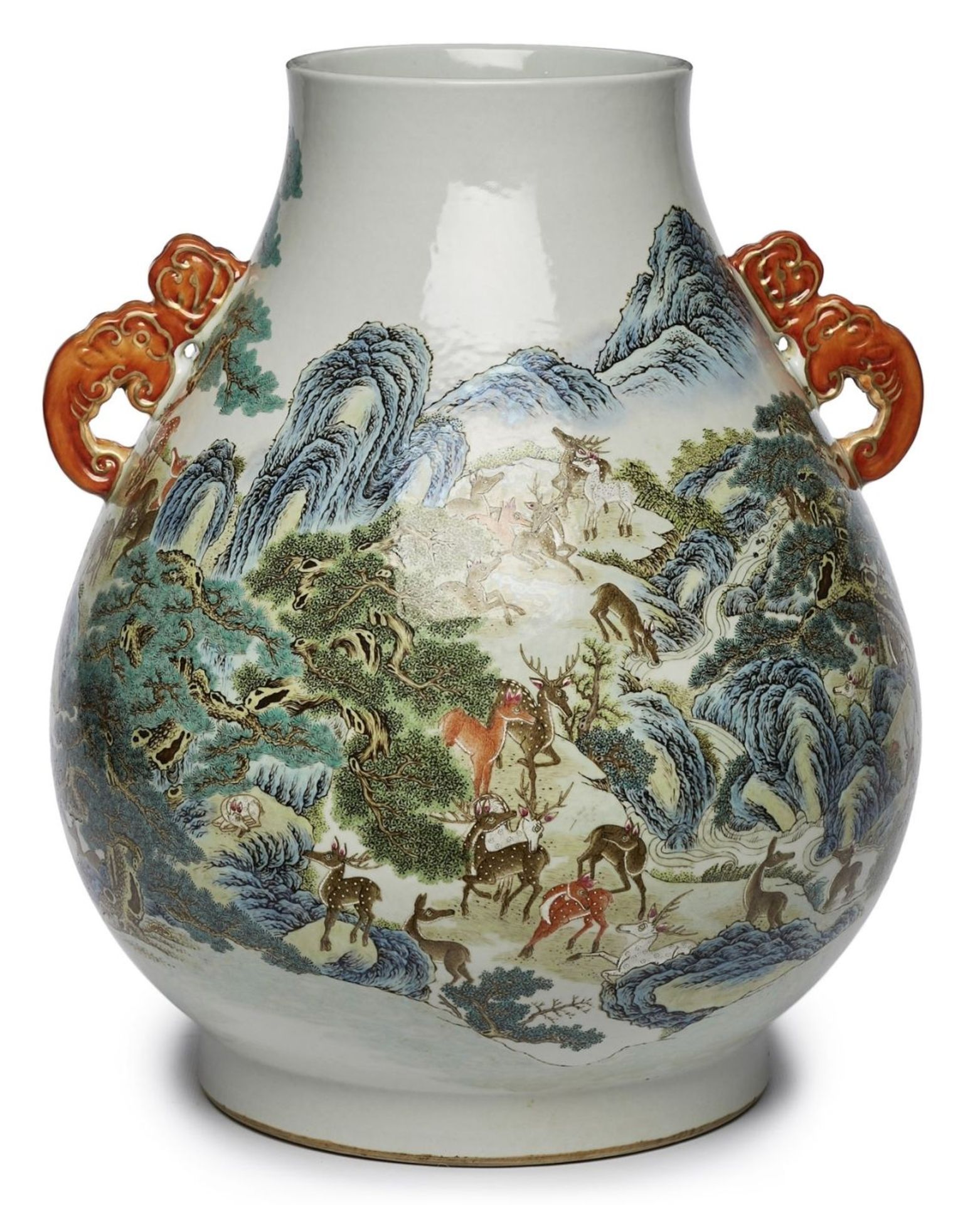 Gr. Vase "Hundert Hirsche", China wohl um 1870. - Image 2 of 3