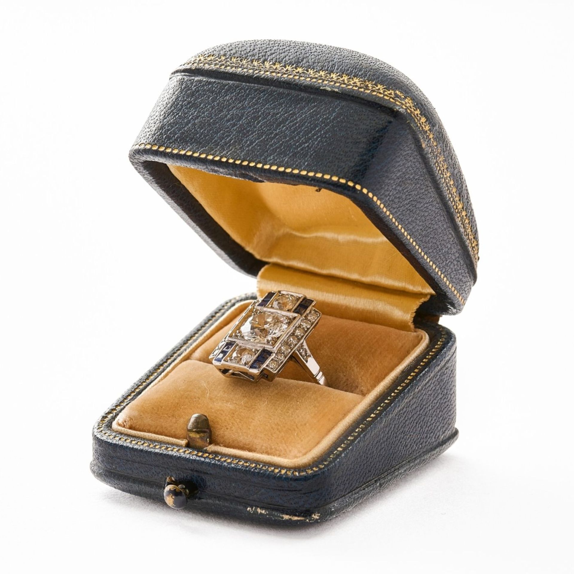 Diamant-Saphir-Ring, Art Déco um 1920-1925 - Bild 2 aus 2