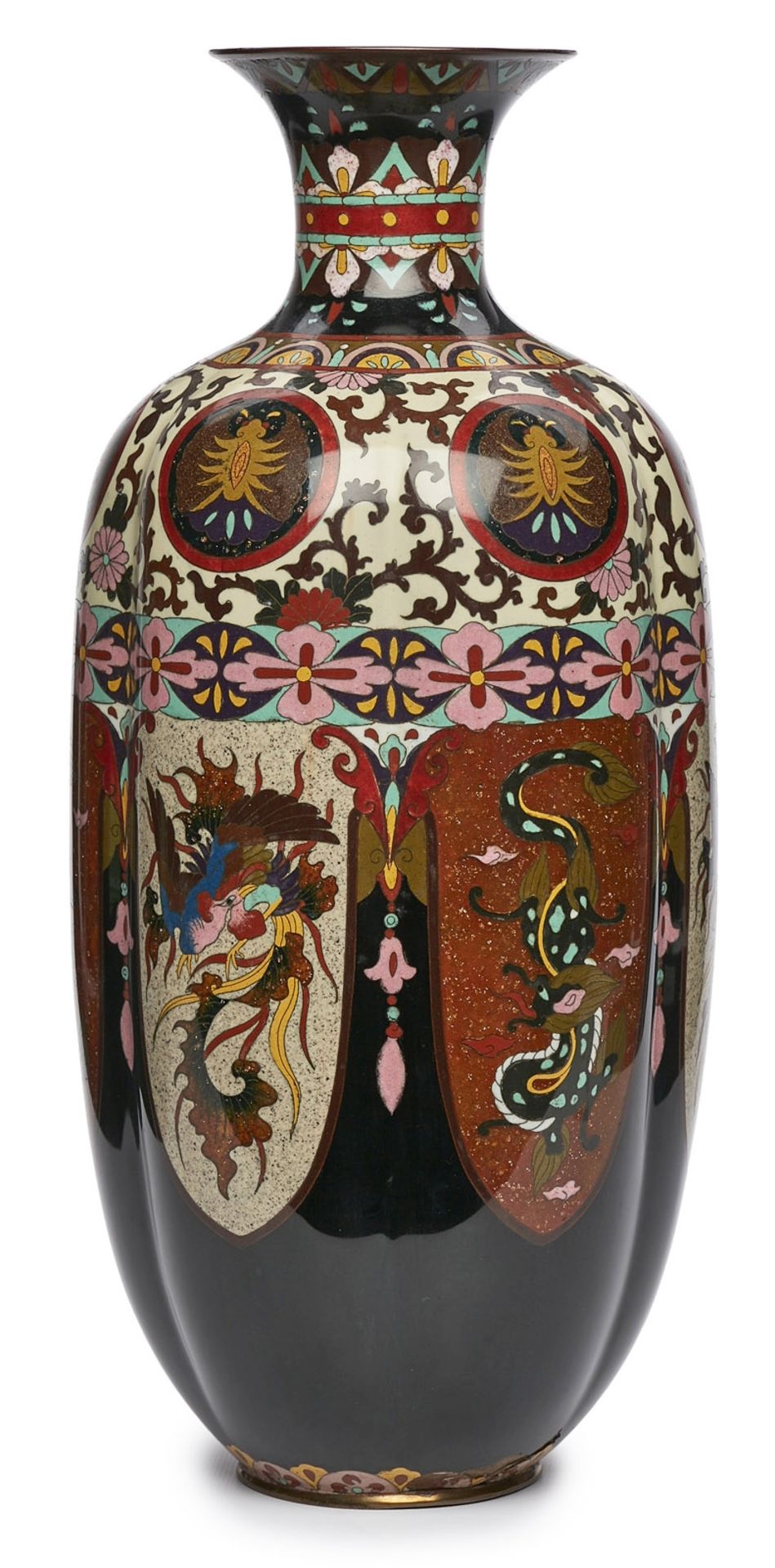 Gr. Cloisonné-Vase, Meji, Japan wohl um 1900. - Bild 3 aus 3