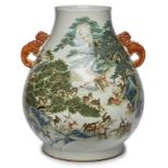 Gr. Vase "Hundert Hirsche", China wohl um 1870.