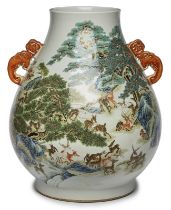 Gr. Vase "Hundert Hirsche", China wohl um 1870.