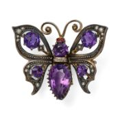 Kl. Schmetterling-Brosche m. Amethysten, Jugendstil um 1900