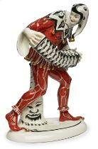 Harlekin mit Ziehharmonika, Art Deco, Schwarzburger Werkstätten um 1919-´25.