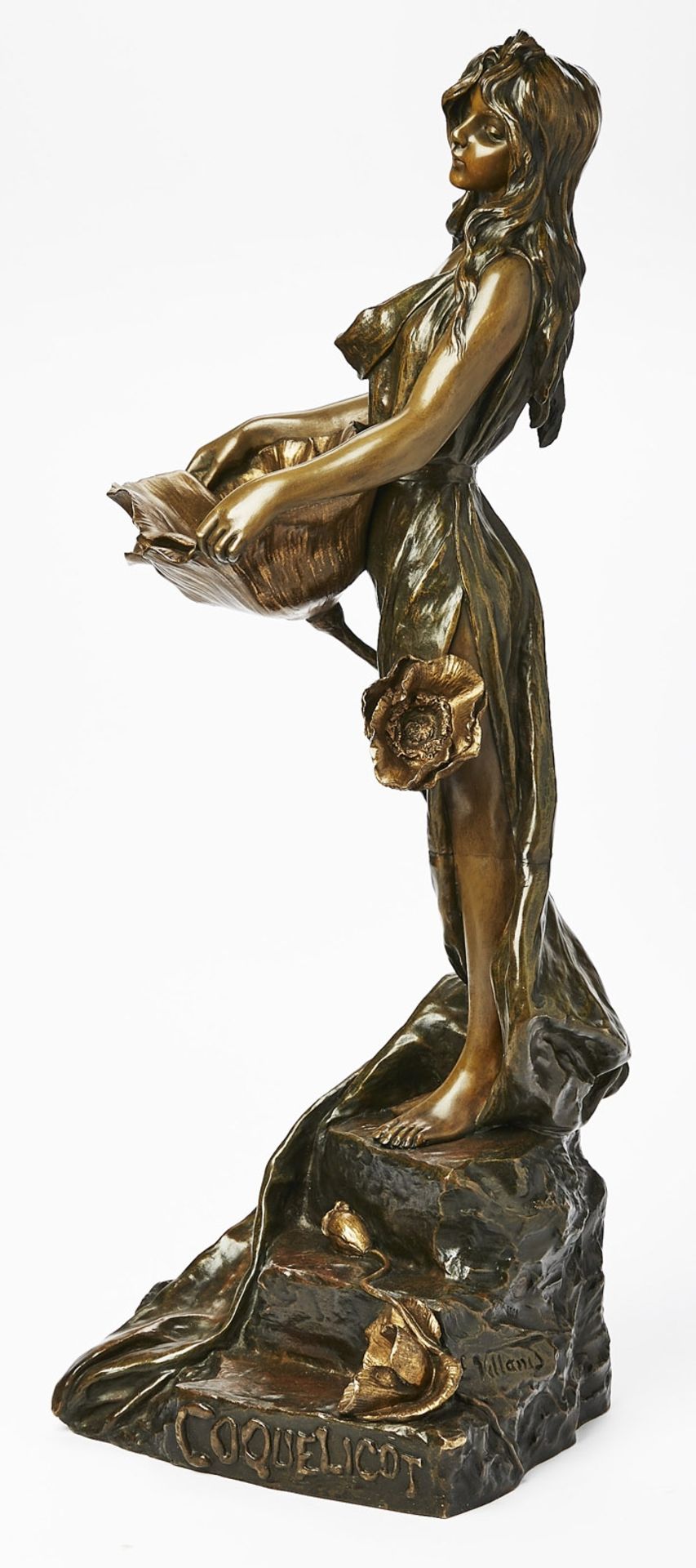 Gr. Bronze Emmanuel Villanis: "Coquelicot", Jugendstil, um 1900. - Image 3 of 4