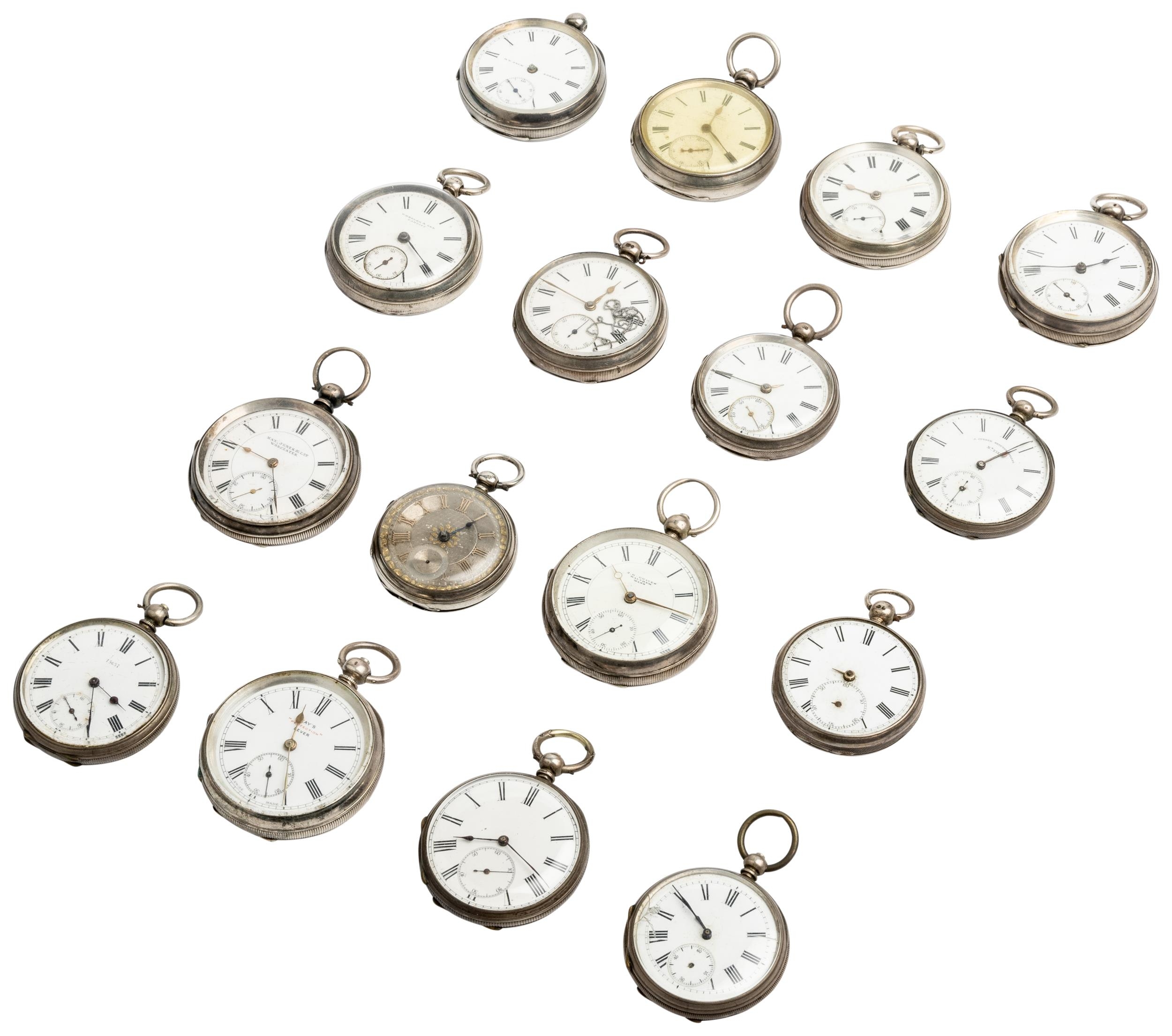 TEN ENGLISH SILVER CASED WATCHES and six Swiss Silver Watches. A/F (16) - Image 2 of 2
