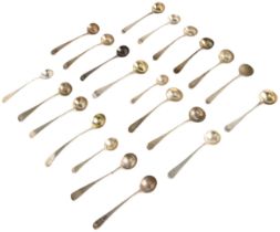 TWENTY TWO ROUND BOWL SALT SPOONS, MOSTLY GEORGIAN 221 g.