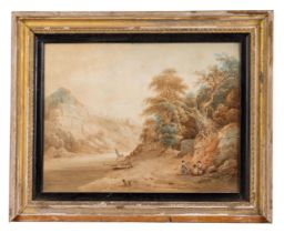 GEORGE HOLMES (act.1789 - 1843) 'CHEDDAR GORGE' watercolour, signed, PAIR 41cm x 54cm