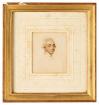 JOHN SMART, PORTRAIT OF MR BOUVERIE, watercolour on board, framed with attribution label to the back