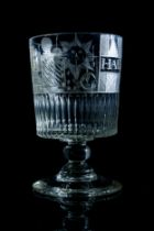 A MASONIC RUMMER CIRCA 1820 Engraved with masonic symbols above a fluted border 14cms high