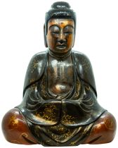 A JAPANESE LACQUER AMIDA BUDDHA MEIJI PERIOD (1868-1912) enriched with gilt-decoration 35cm high