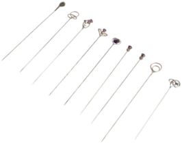 NINE VARIOUS HALLMARKED HAT PINS, C.1910