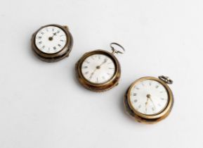 A SILVER AND TOROISESHELL PAIR CASED VERGE WATCH. Signed H.Spiers, London, No 8882, silver outer