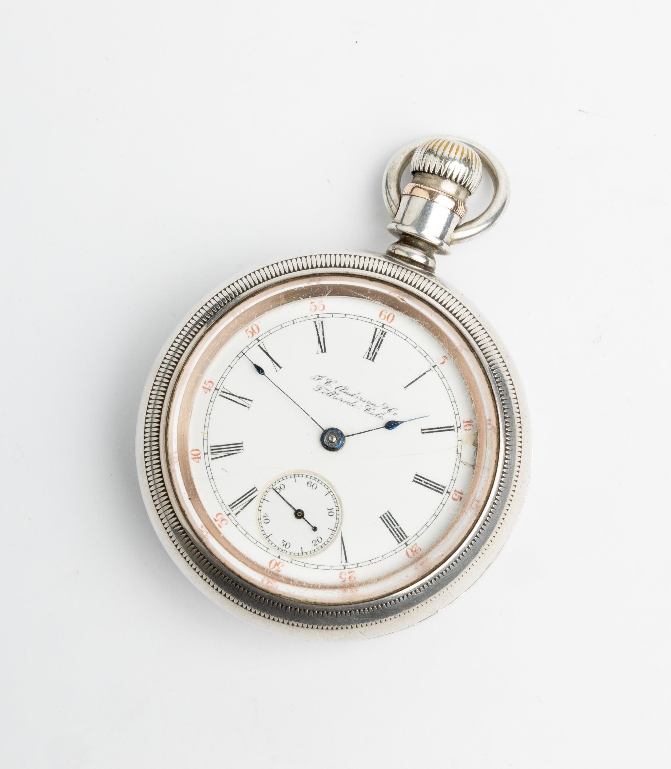 HAMILTON: A COINSILVER CASED KEYLESS LEVER WATCH. the dial and two tone movement signed J.C.