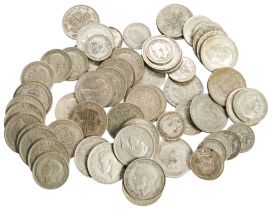 A QUANTITY OF GEORGE V AND GEORGE VI HALF CROWNS, Two Shillings, shillings and Florins. Various