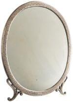 A LARGE OVAL DRESSING TABLE MIRROR WITH WOODEN BACK, VIENNA C.1880 52 cm. approx