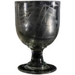 A RUMMER DATED 1854 Engraved with twim masted ship, entitled 'JANE' and with dedictaion 'E Wilby