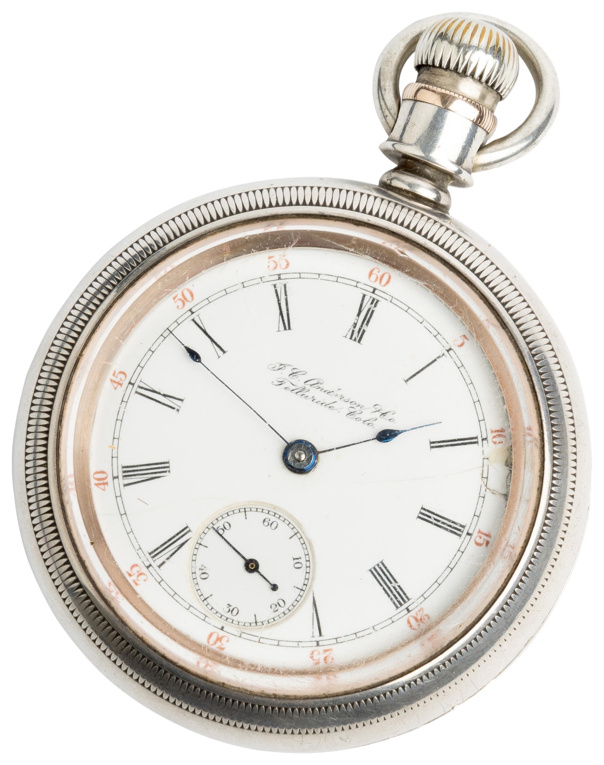 HAMILTON: A COINSILVER CASED KEYLESS LEVER WATCH. the dial and two tone movement signed J.C. - Image 2 of 4