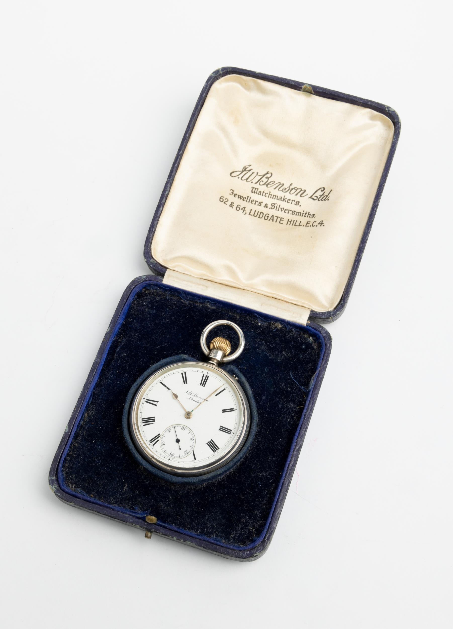 A SILVER KEYLESS LEVER WATCH. Signed J.W.Benson, Ludgate Hill, London, No.577866. The Bank Watch. - Image 2 of 4