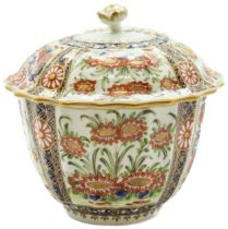 A DR WALL WORCESTER SUCRIER CIRCA 1770 Decorated in Imari style, 11cms high (2)