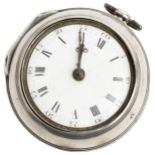 A SILVER PAIR CASED VERGE WATCH. Signed Bennett Harvey, Weymouth, No 3009, signed silver dust cap,