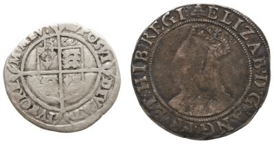 ELIZABETH I SILVER SHILLING and an Elizabeth I Silver threepence.