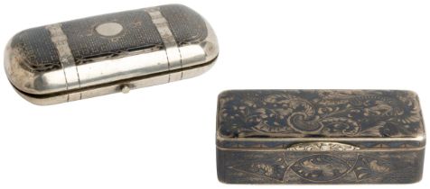 A SNUFF BOX WITH NIELLO DECORATION, MOSCOW C. 1845 Together with another Russian box with niello
