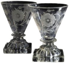 TWO JACOBITE RUMMERS PROBBABLY EARLY 20TH CENTURY Engraved with Jacobite symbols and 'FIAT',